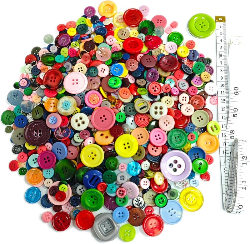 KOVOLALA 500-700Pcs Mixed Style Resin Buttons, Multiple Shapes, Mixed Colors Hand Sewing Craft, DIY Crafts, Kids Handmade Button Painting, DIY Handmade Decoration - Image 2